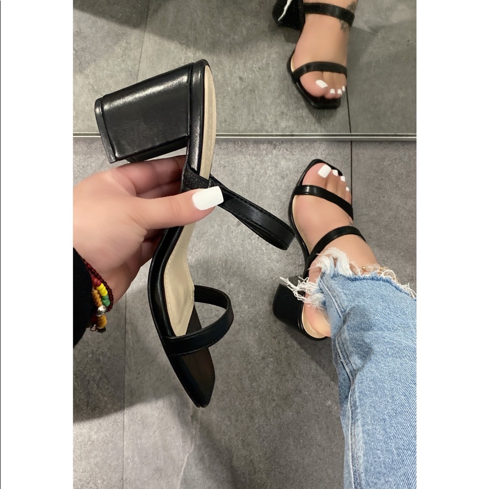 NEW Black Mid Two Strap Heel